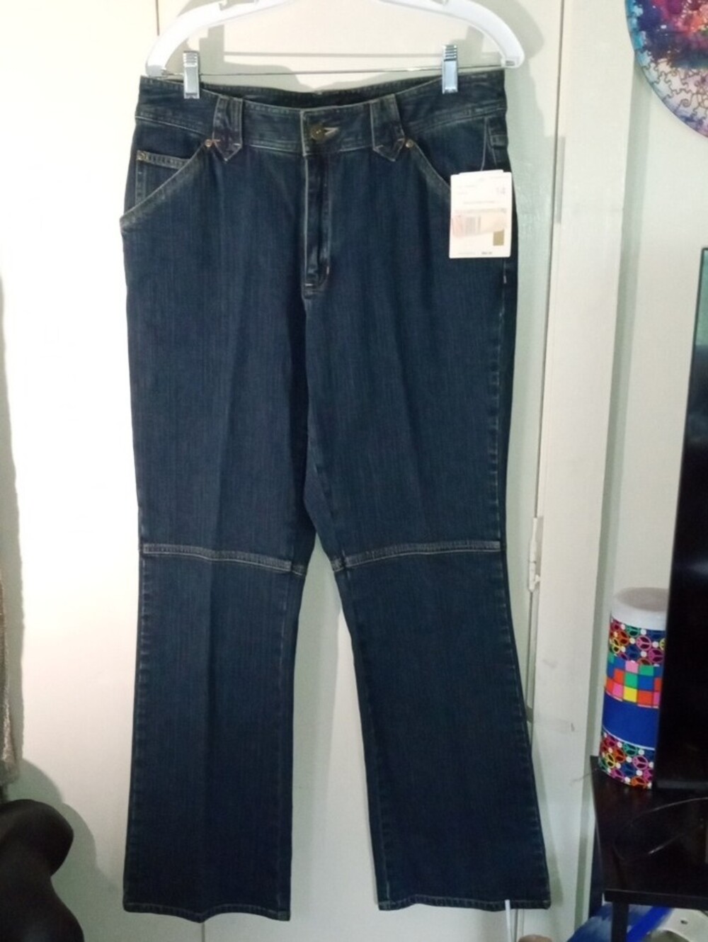 NWT Liz Clairborne Dark Wash Flare Seam with Horizontal Leg Seams Size 14